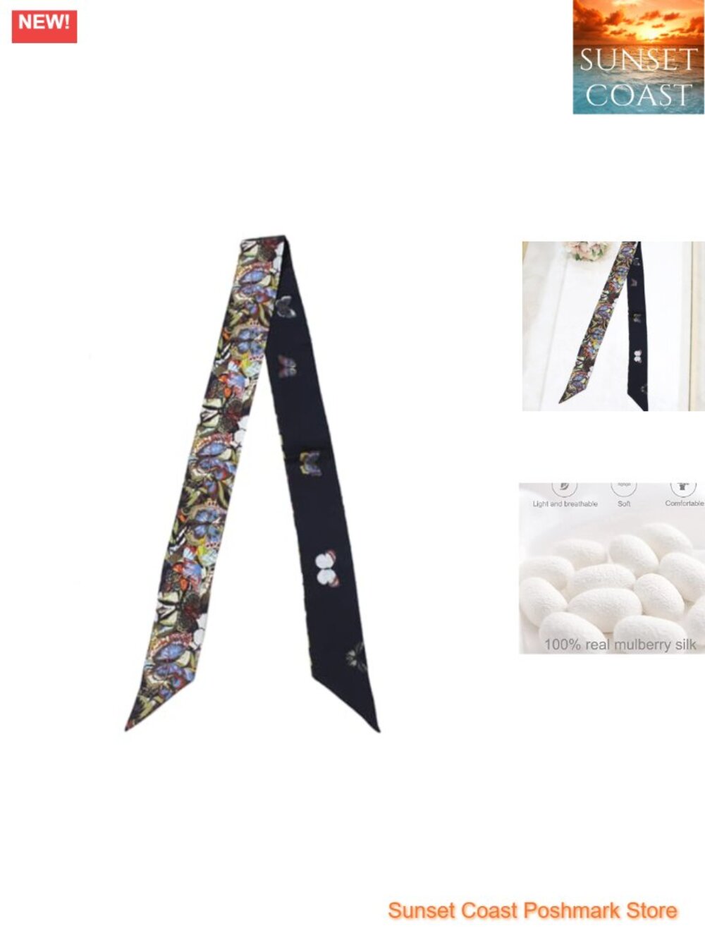 100% Mulberry Silk Scarf Bag Scarf Hair Ribbon Handbag Wrap Necktie Fashion